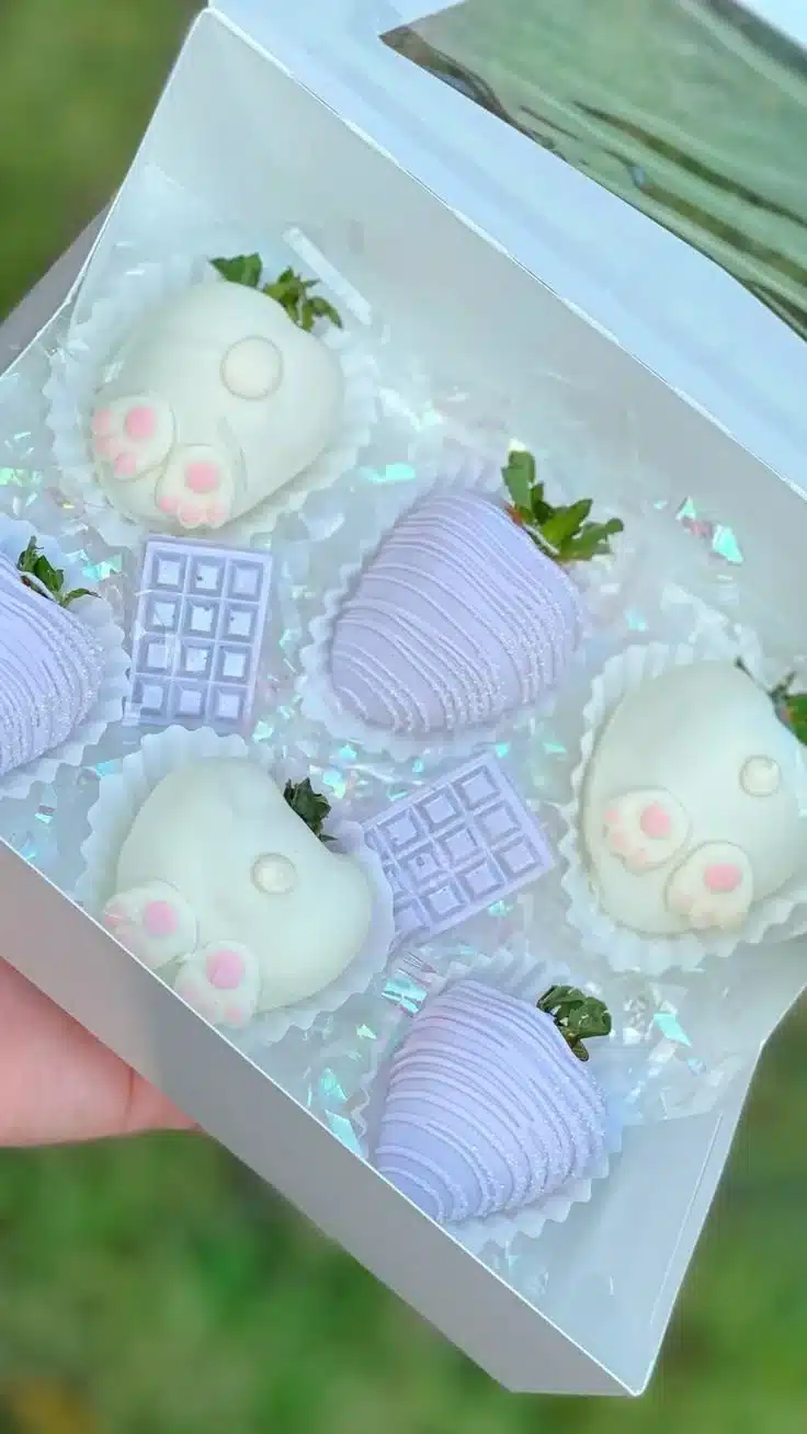 A variety of colorful Easter chocolate covered treats arranged on a festive platter.