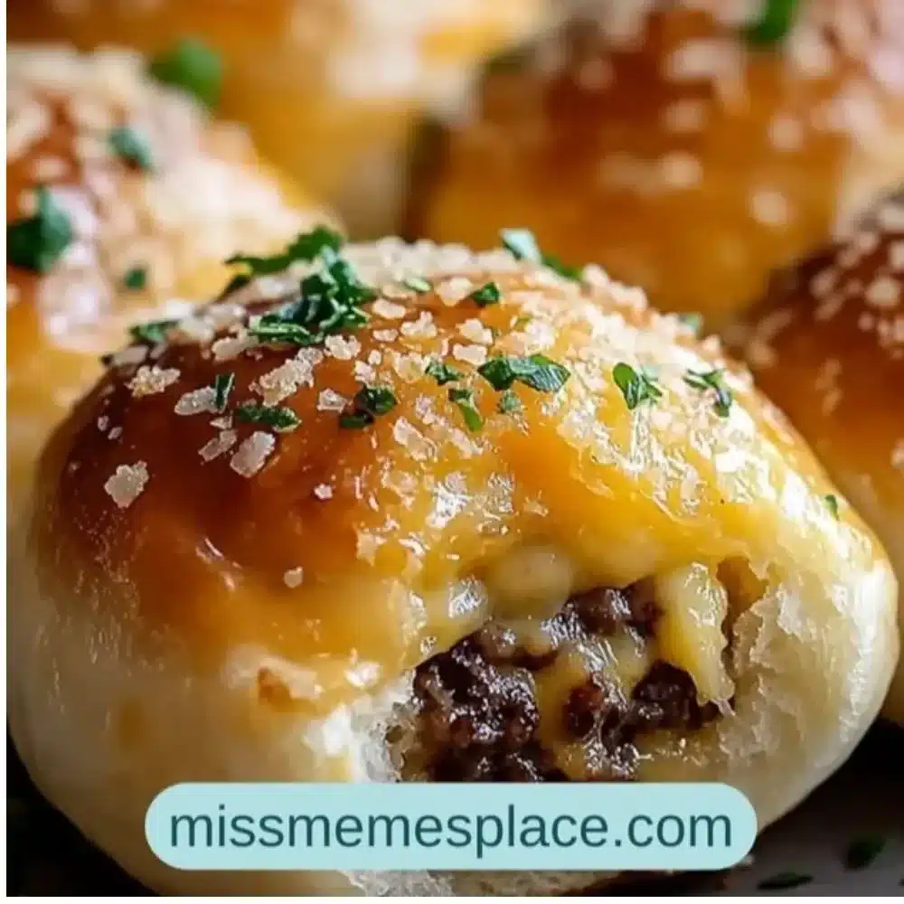 Garlic Parmesan Cheeseburger Bombs ready to be served as a tasty snack.
