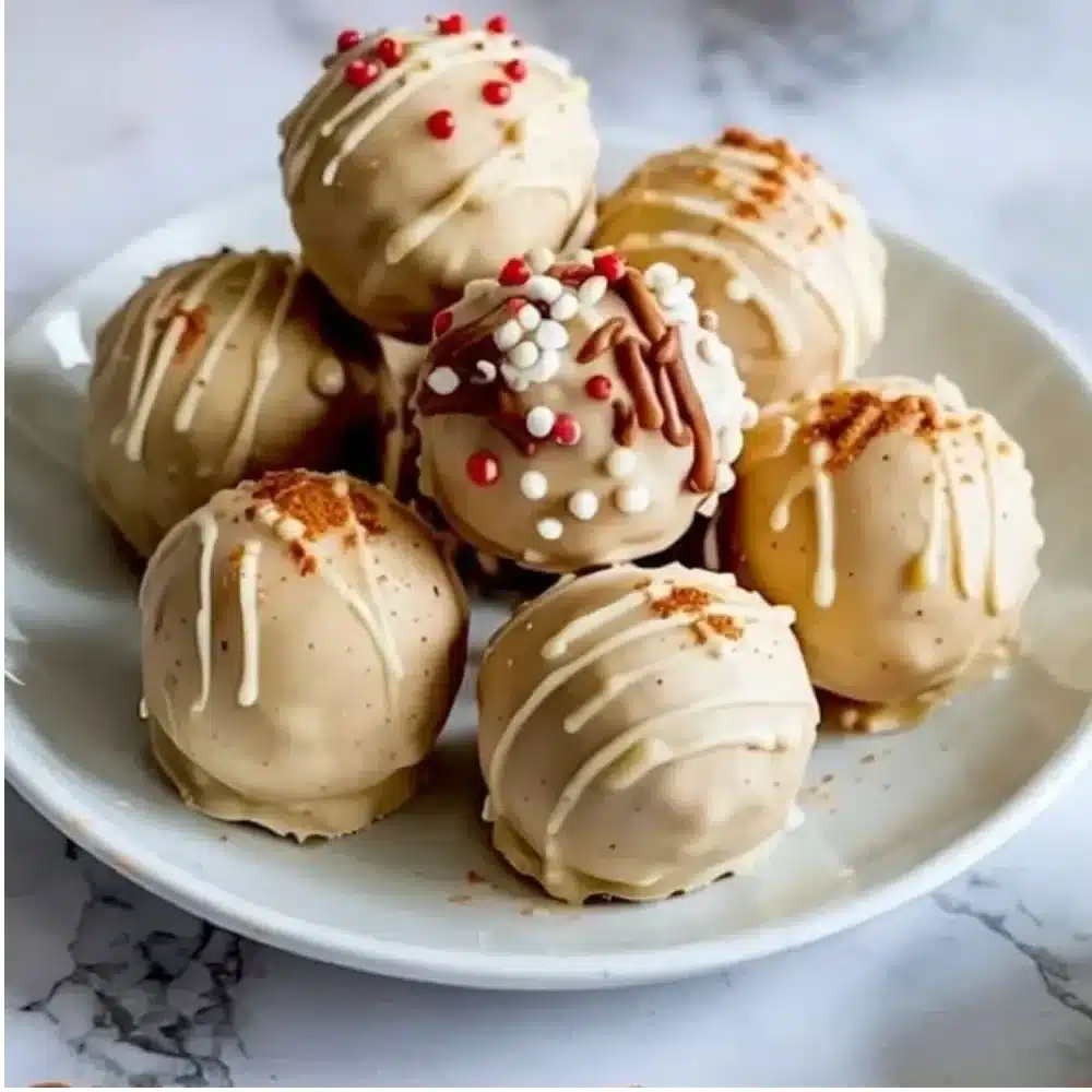 Delicious homemade Gingerbread Truffles with festive decorations