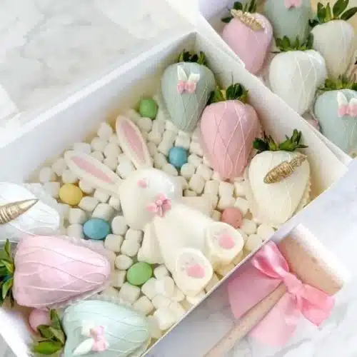 Assorted colorful Easter treats on a festive table