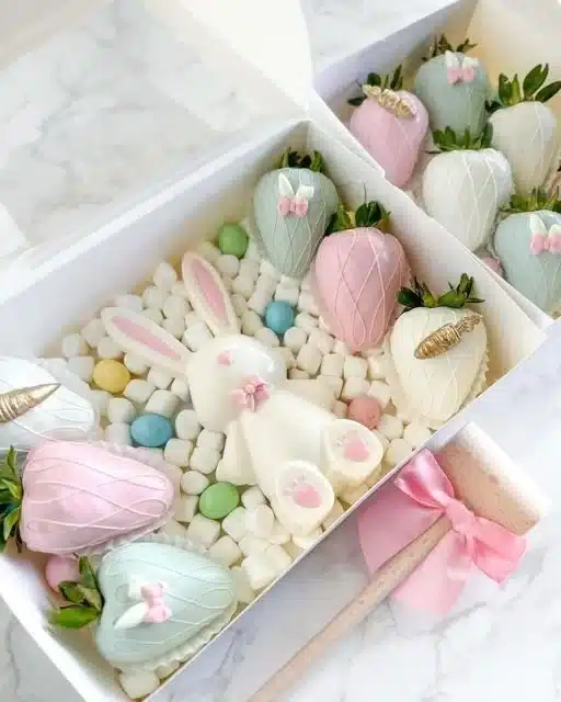Assorted colorful Easter treats on a festive table