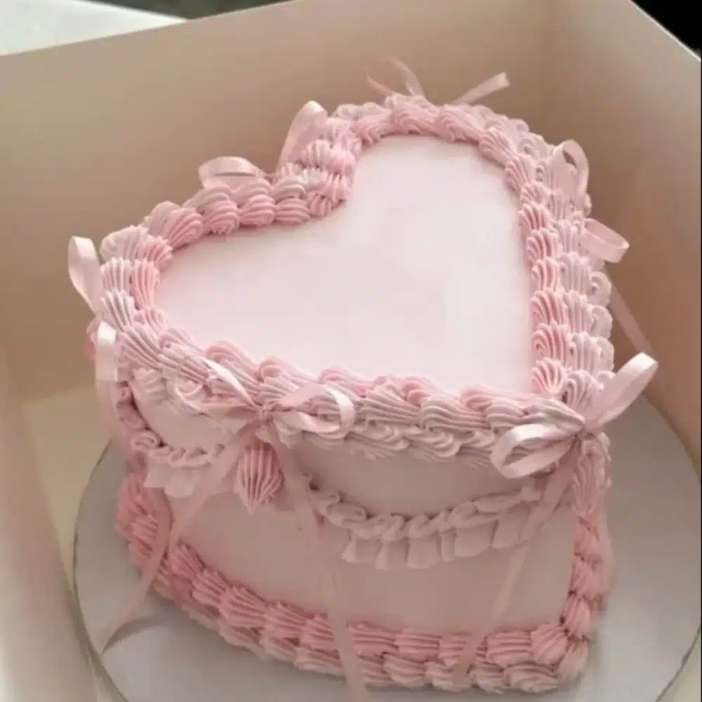 Heart Pink Cake decorated with a pink bow for festive occasions and celebrations
