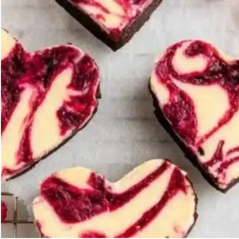 Delicious heart-shaped brownies on a plate, perfect for special occasions