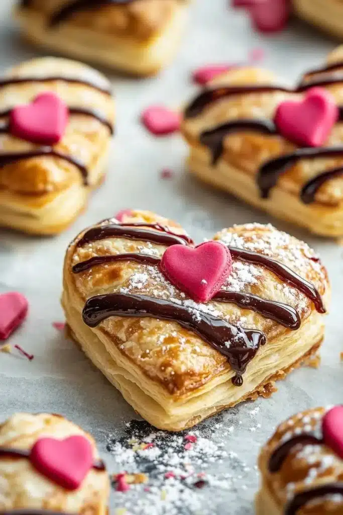 Valentine's Day puff pastry hearts recipe for a sweet romantic treat