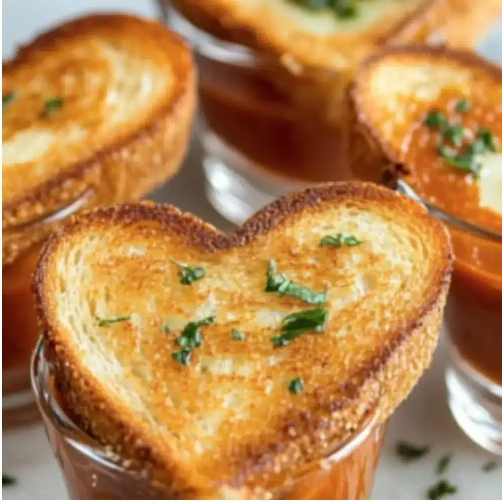Mini grilled cheese hearts served on a plate, perfect for snacks or parties.