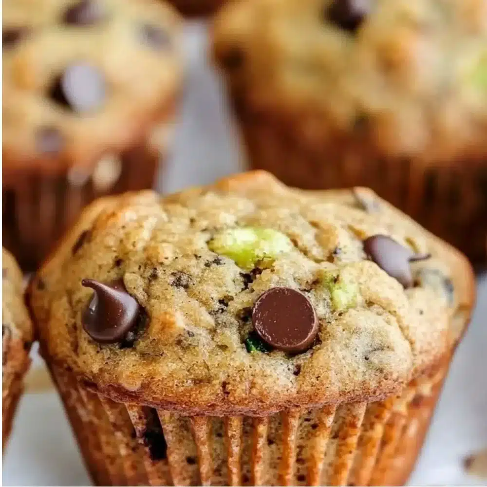 Moist Greek Yogurt Zucchini Muffins topped with a sprinkle of cinnamon