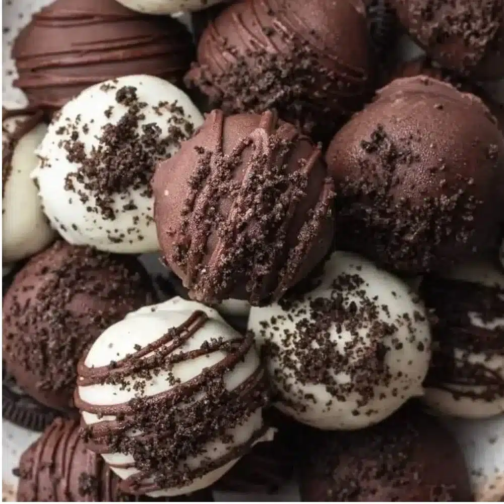 Delicious homemade Oreo Balls coated in chocolate, perfect for any occasion.