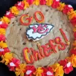 Super Bowl themed cookies and cake for game day celebrations