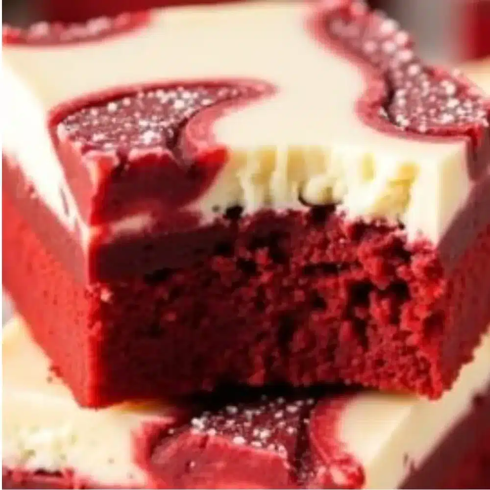 Delicious Red Velvet Cheesecake Brownies served on a plate.