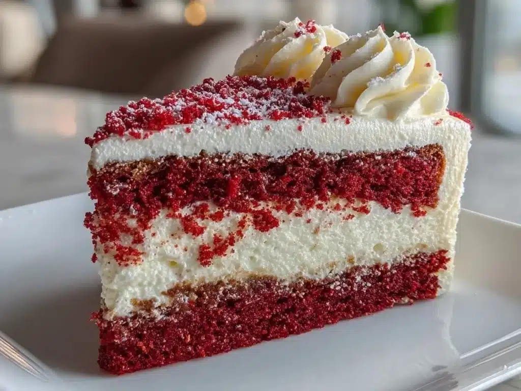 Delicious Red Velvet Valentine's Day cake with cream cheese frosting