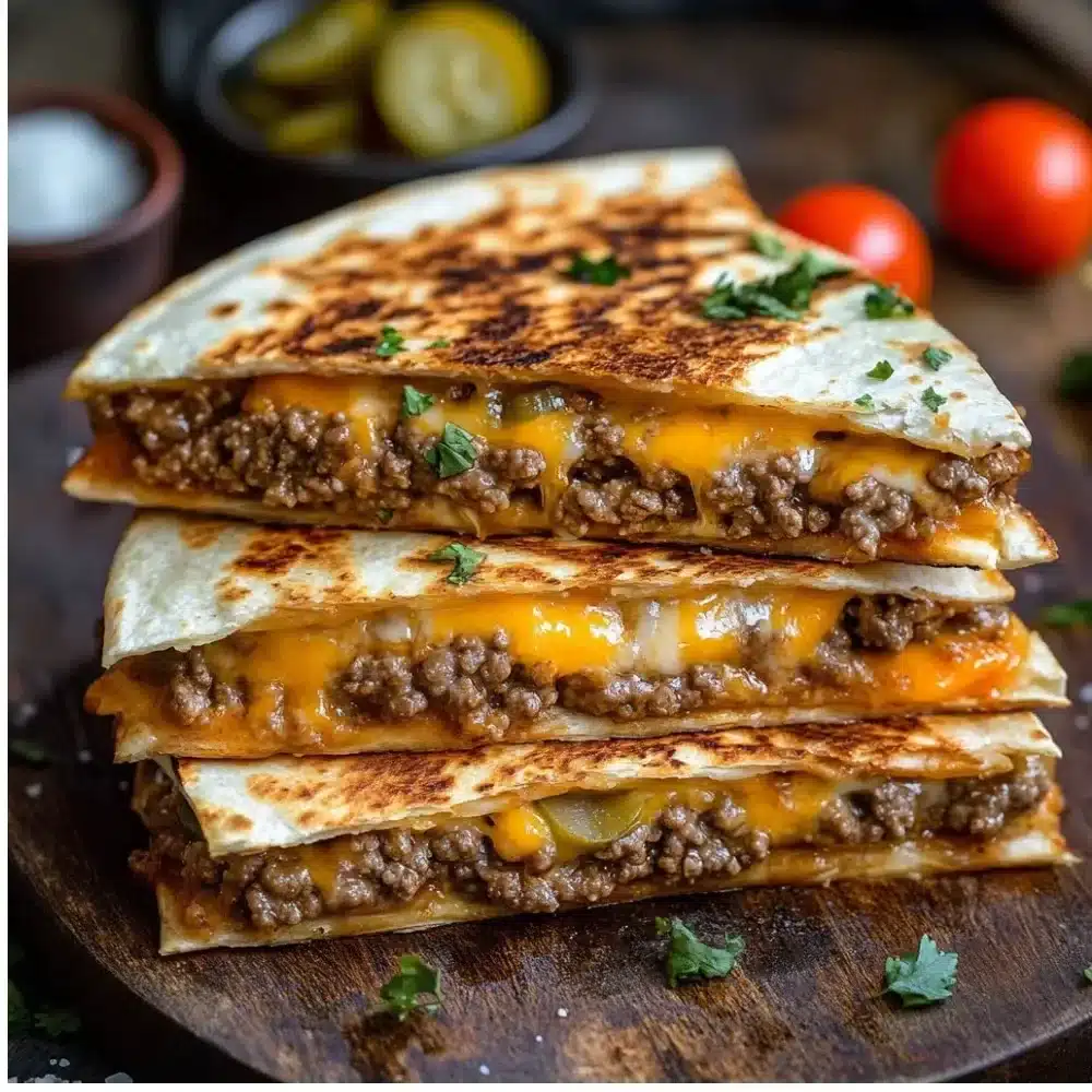 Delicious Smashburger Quesadillas served with toppings and sauces.