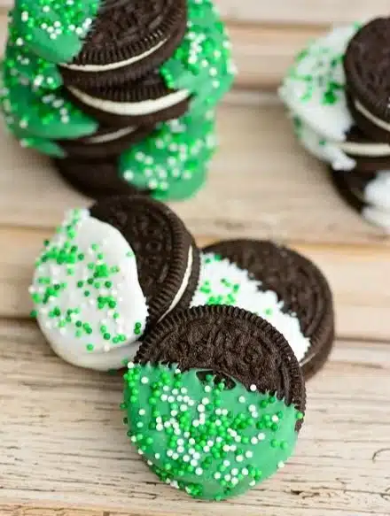 Delicious St. Patrick's Day Oreo treats decorated for the holiday