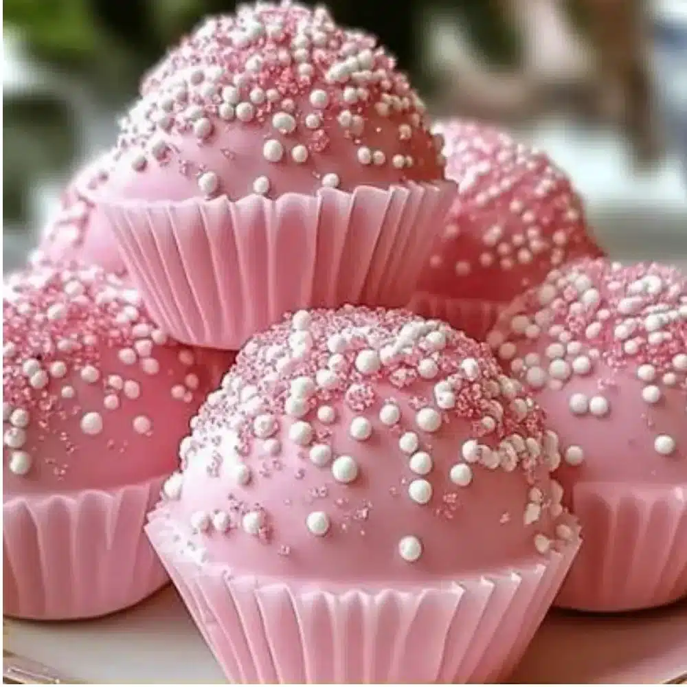 Delicious strawberry truffles coated in chocolate and garnished with fresh strawberries