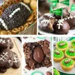 A display of delicious Super Bowl dessert ideas including cakes and cookies.
