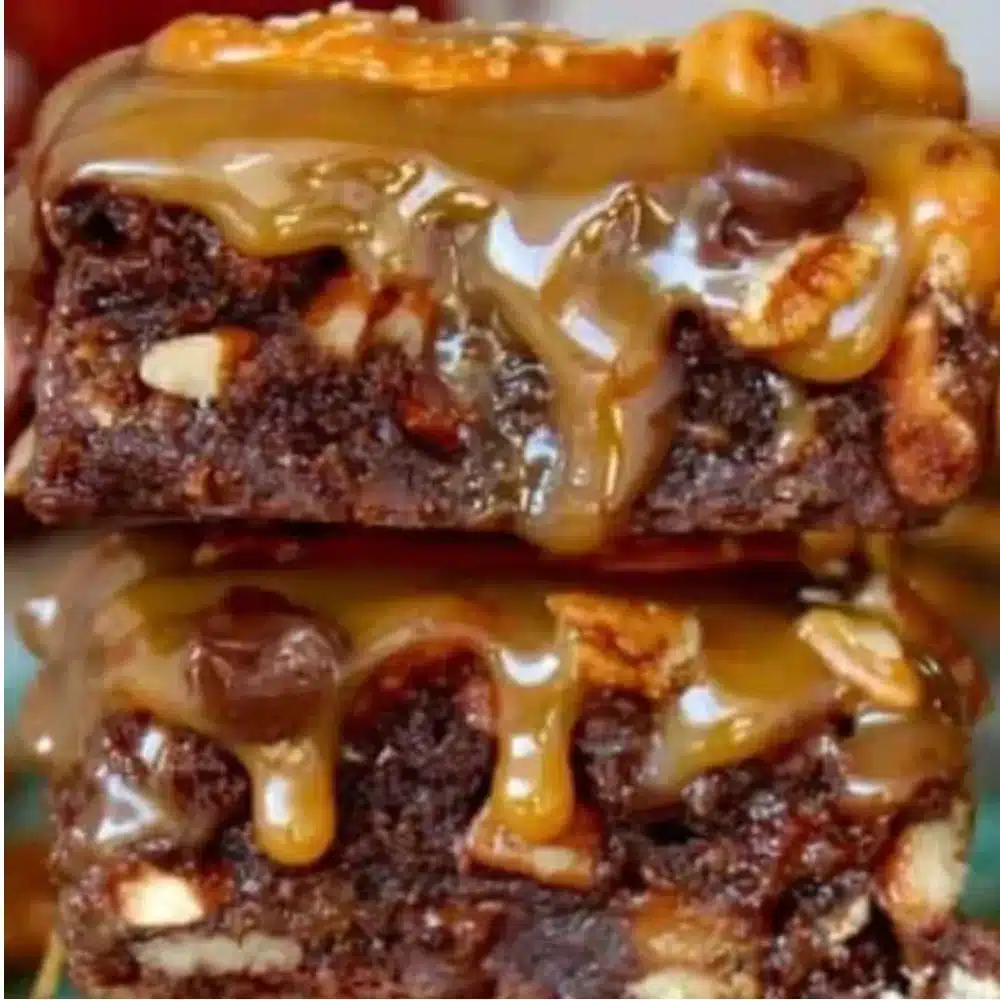 Decadent Touchdown Brownies topped with chocolate and nuts, perfect for game day.