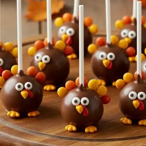 Delicious Thanksgiving cake pops decorated for the holiday season