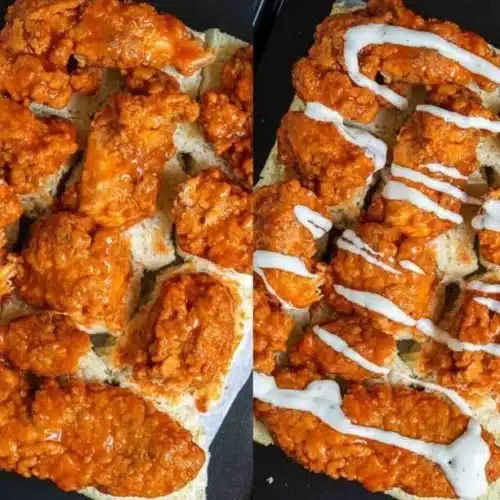 Buffalo Chicken Sliders served on a platter with garnishes