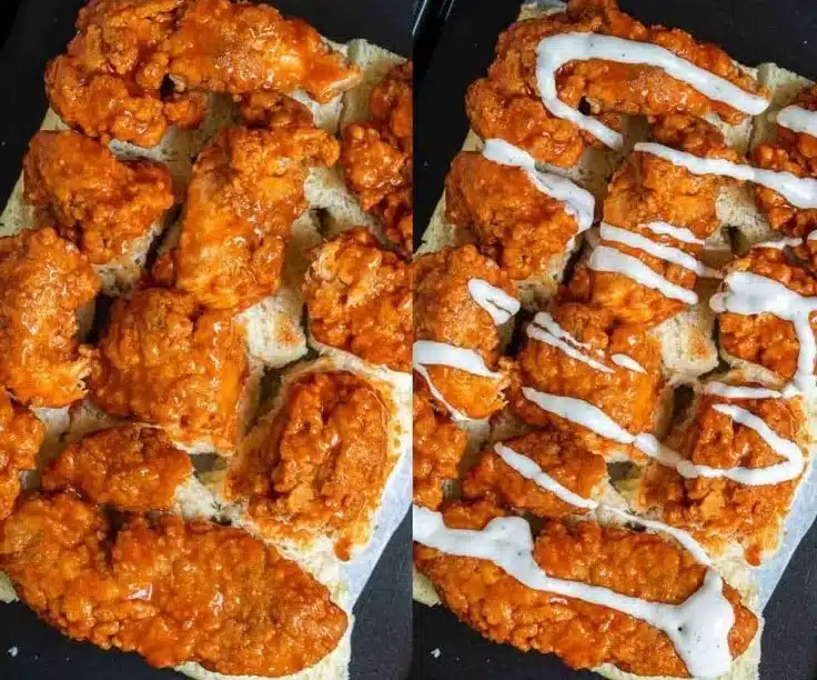 Buffalo Chicken Sliders served on a platter with garnishes