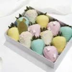 Delicious chocolate-covered strawberries drizzled with white chocolate