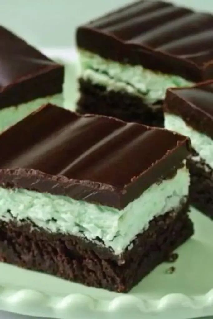 Delicious Chocolate Mint Brownies with a rich chocolate layer and mint frosting