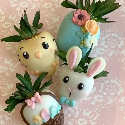 Easter Bunny themed chocolate covered strawberries for a festive treat