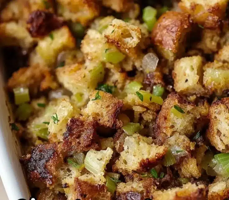 Delicious Grandma's Thanksgiving stuffing recipe with herbs and spices