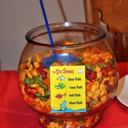 Celebration of Dr. Seuss Day with colorful books and children's activities