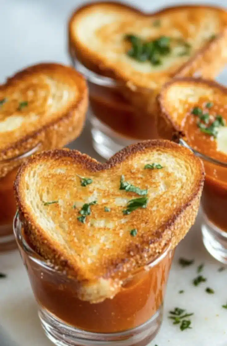 Mini grilled cheese heart-shaped sandwiches served on a plate.