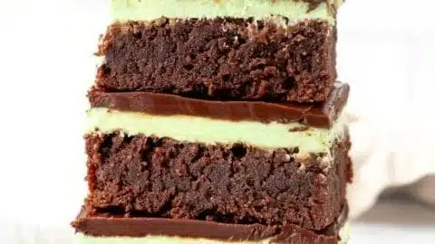 Delicious homemade Mint Brownies with chocolate and mint frosting