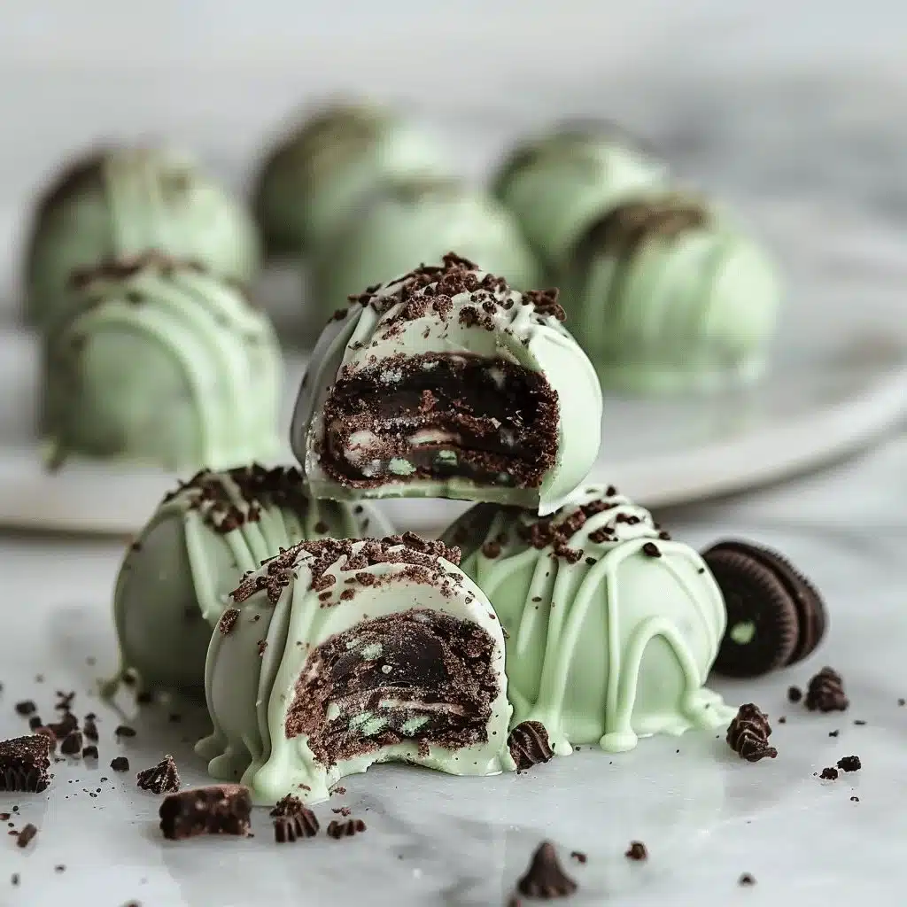 Delicious Mint Oreo Truffles garnished with chocolate and mint sprinkles