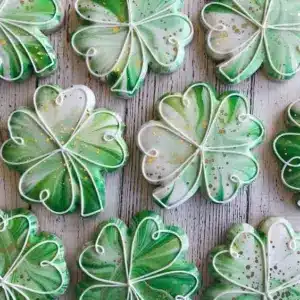 Decorated Shamrock Cookies for St. Patrick's Day celebration