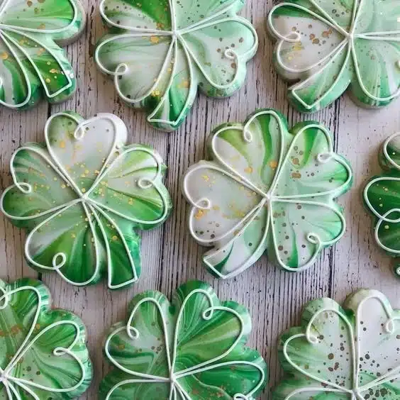 Decorated Shamrock Cookies for St. Patrick's Day celebration
