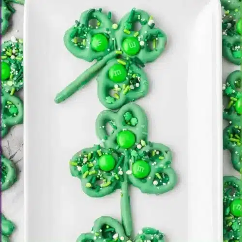 Homemade Shamrock Pretzels decorated for St. Patrick's Day