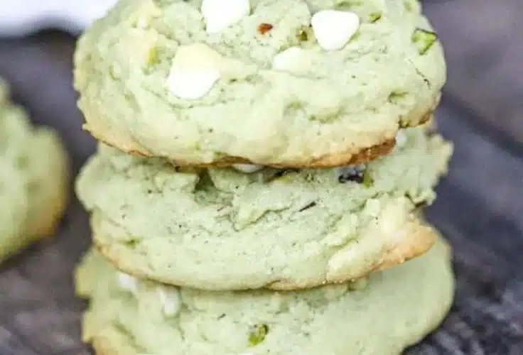 Soft pistachio cookies on a plate, freshly baked and deliciously inviting.