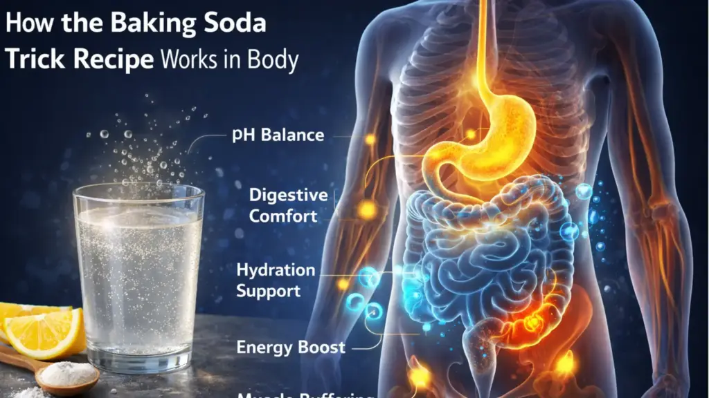 how baking soda trick recipe works in the body digestive system illustration